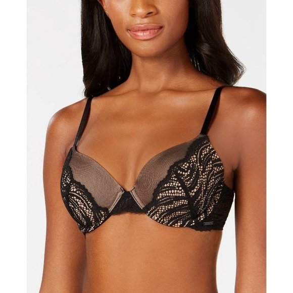CALVIN KLEIN Siren Lace Full Coverage Underwire Bra #QF4912 Black 34B NEW - Picture 5 of 13